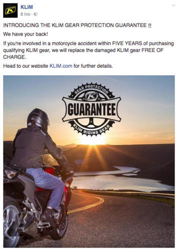 Intorducing The Klim gear protection guarantee